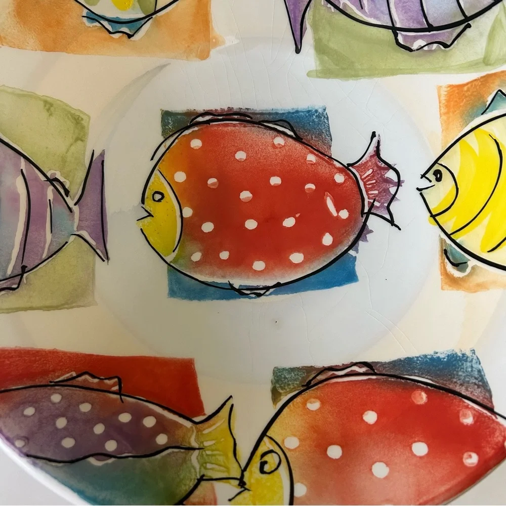 Antica Fornace Lagoon Italian Fish Ceramic 13' Serving Bowl